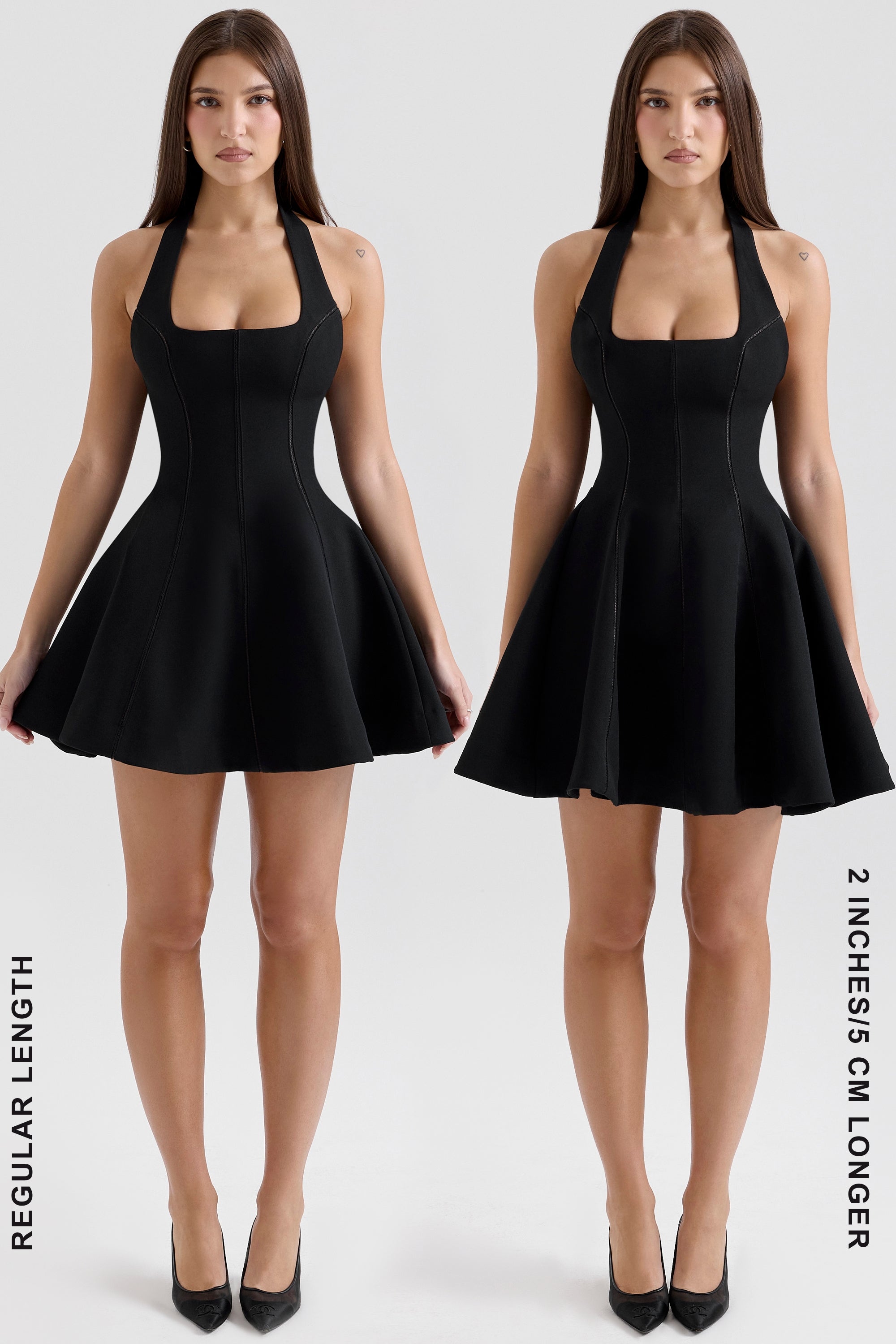 black halter neck bow mini dress