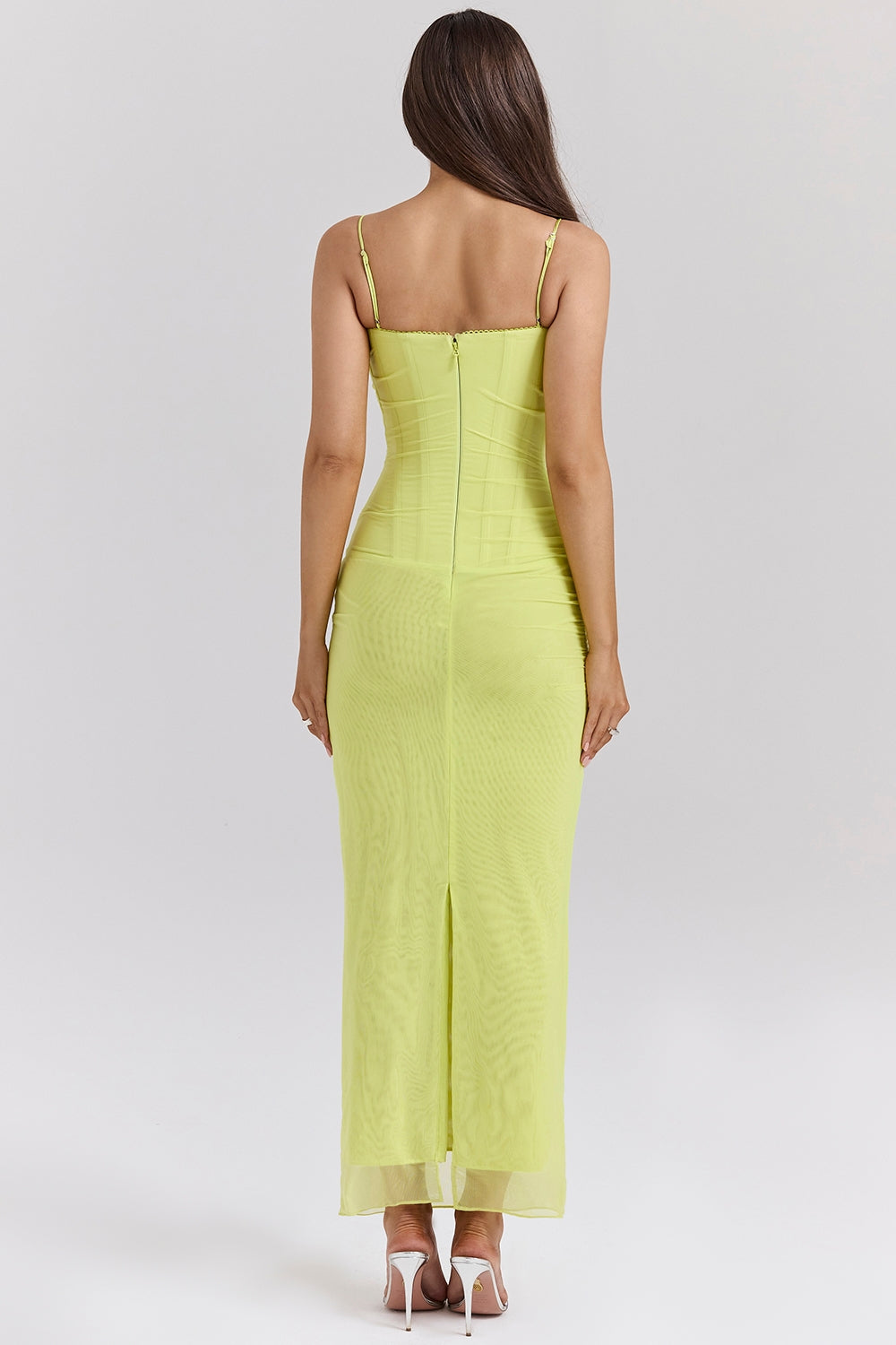 acid lime corset maxi dress
