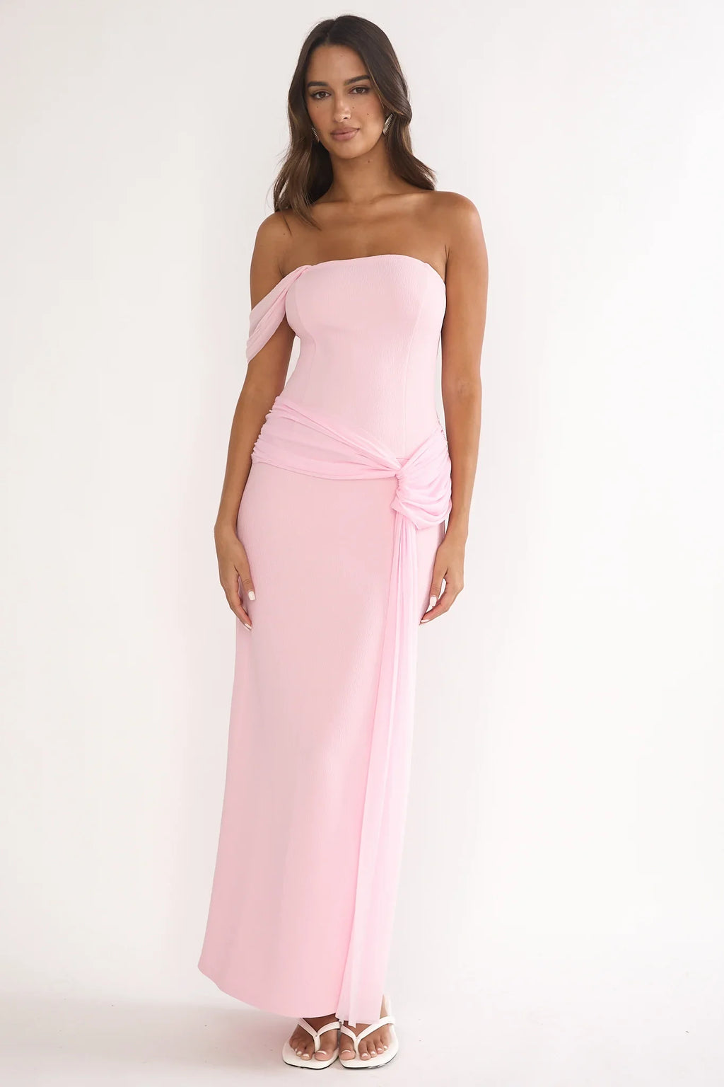 Chiavari Waist Drape Maxi Dress Pink