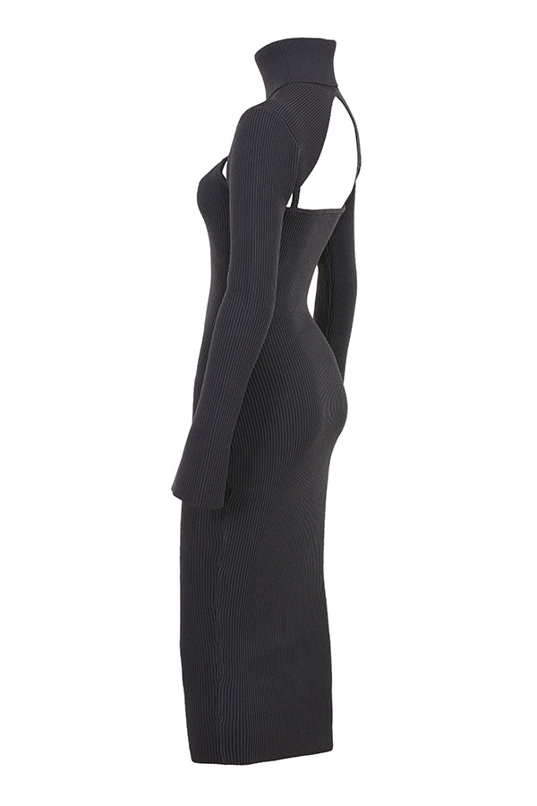 charcoal knit midi dress - sale
