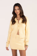Monroe Yellow Button Down Knit Top & Mini Skirt Set