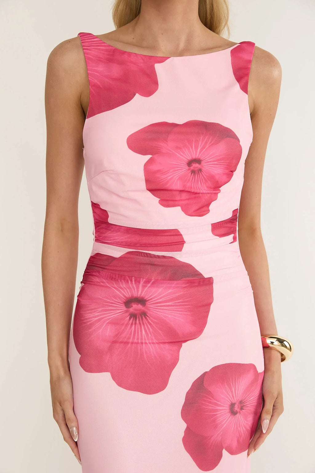 Helsi Low Back Maxi Dress Floral Pink