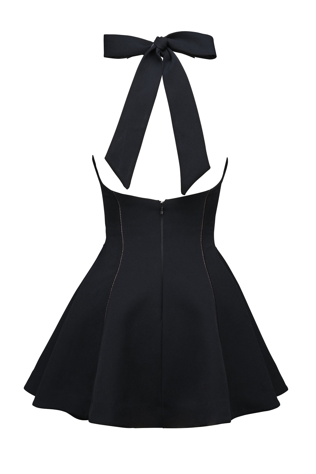 black halter neck bow mini dress